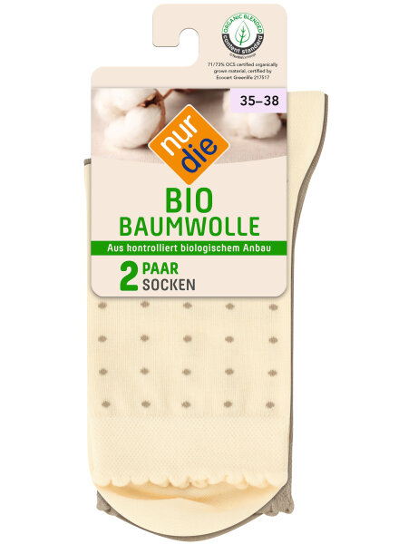 NUR DIE Bio Baumwolle OCS Socke 2er Pack - beige gemustert - Größe 35-38