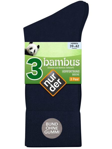 NUR DER Bambus Komfort Socke 3-Pack - maritim - Größe 43-46