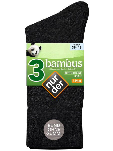 NUR DER Bambus Komfort Socke 3-Pack - anthrazitmelange - Größe 43-46