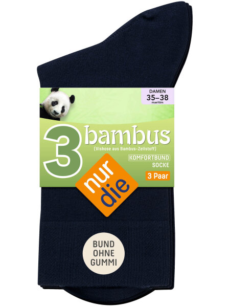 NUR DIE Bambus Komfort Socke 3-Pack - maritim - Größe 35-38