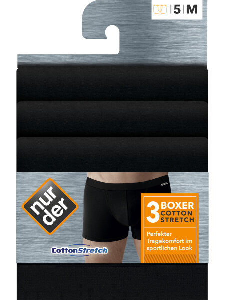 NUR DER Boxer Cotton Strech 3er Pack - schwarz - Größe 5 | M | 50