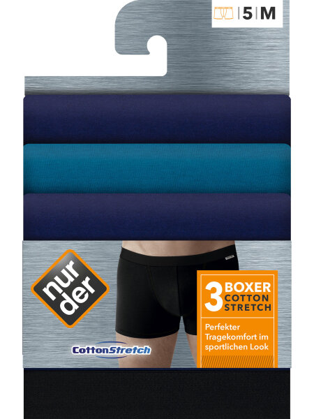 NUR DER Boxer Cotton Strech 3er Pack - blau - Größe 5 | M | 50